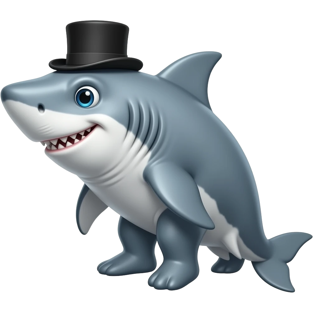 Shark with a top hat emoji