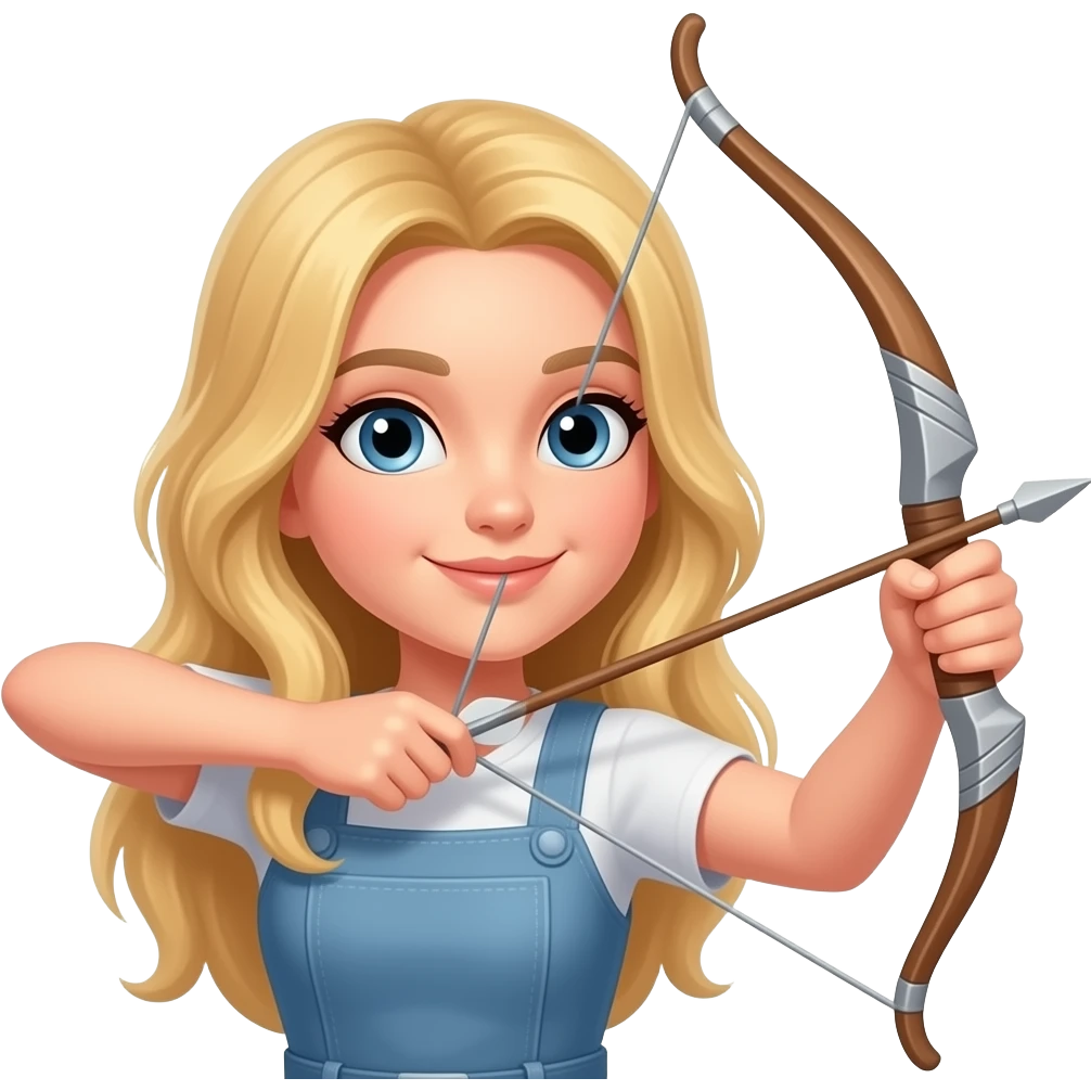 blonde teenage girl with arch and arrow emoji