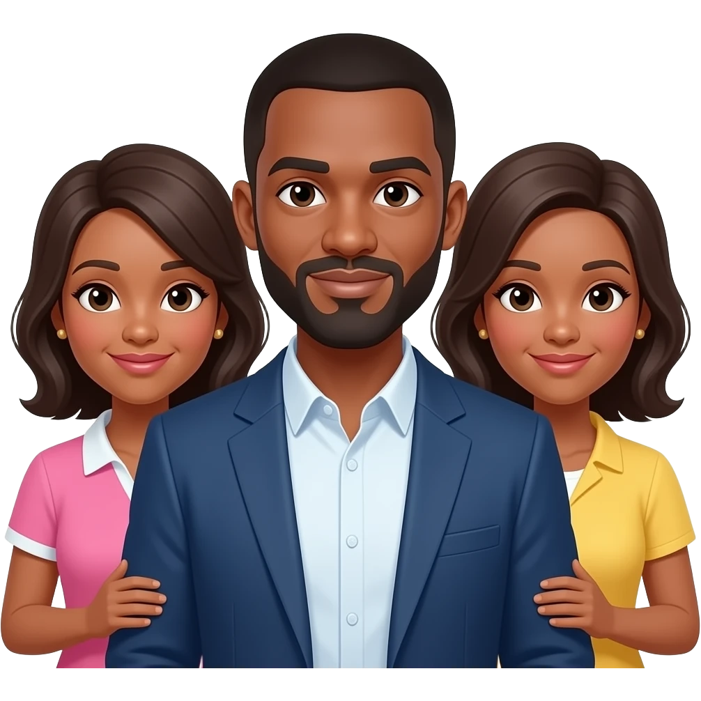 2 wives and husband black emoji