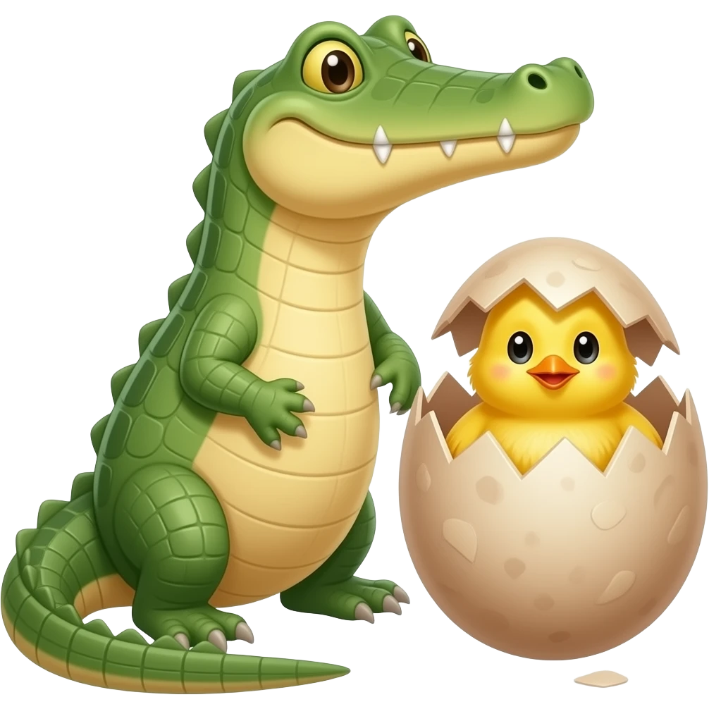 Crocodile and chick hatching Crocodile emoji