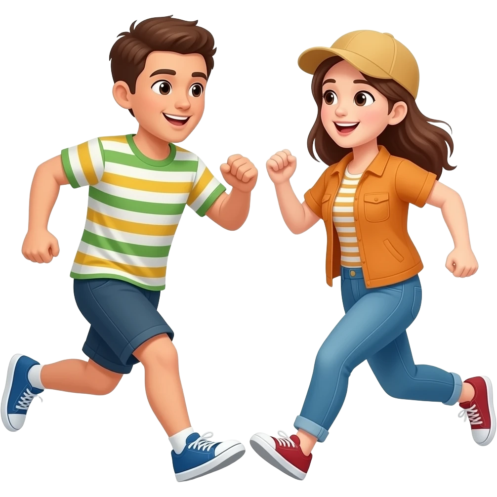 2 friends chasing each other emoji