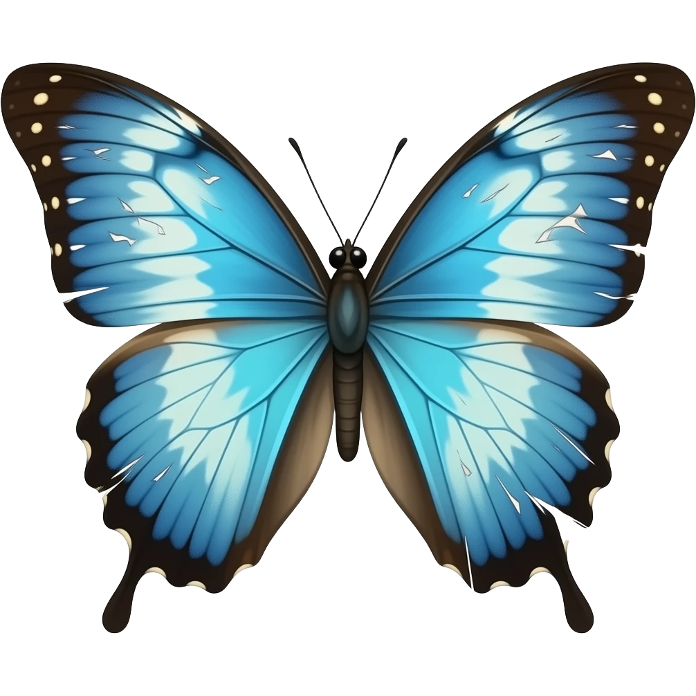 I want a blue butterfly with chipped   wings emoji