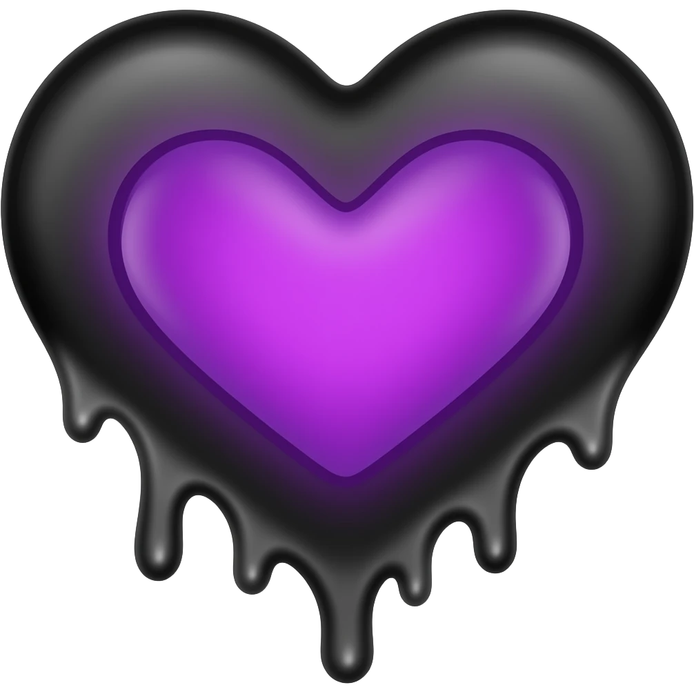 dripping bleeding purple heart glowing purple black warmth emoji
