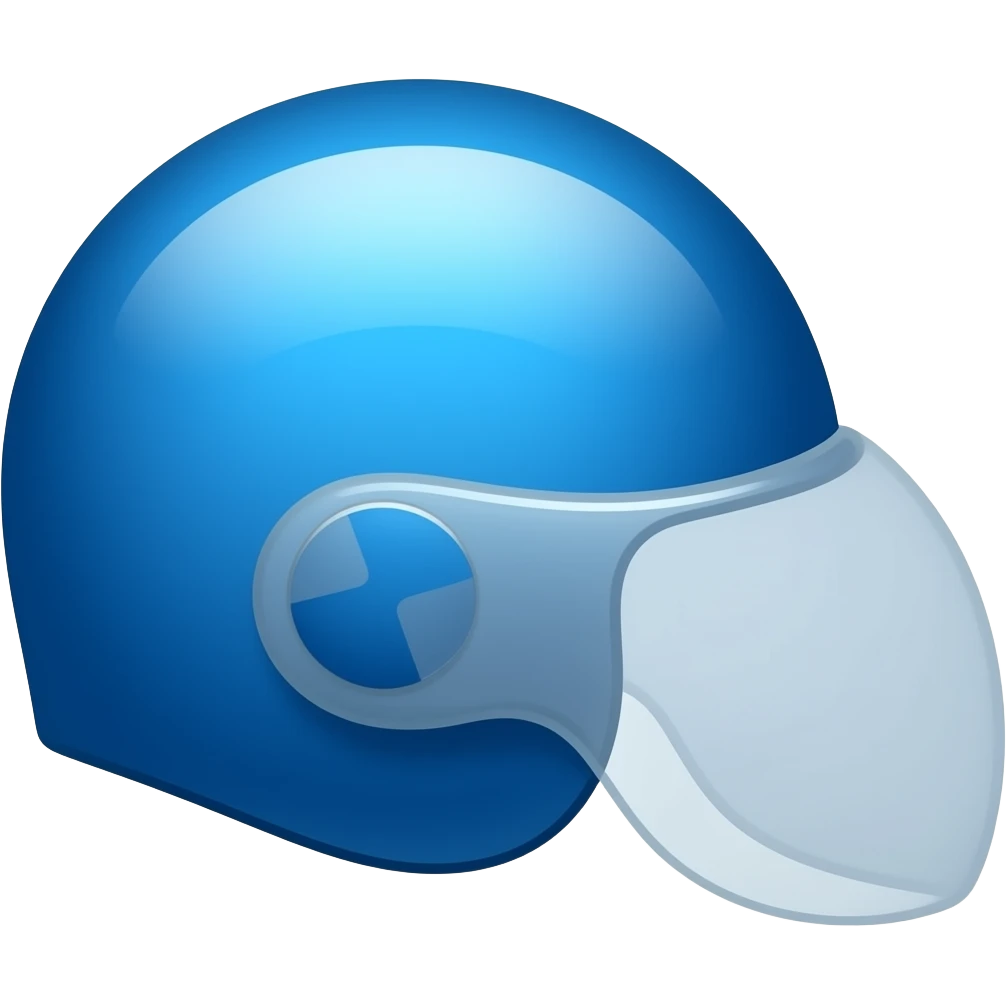 A blue helmet, facing right slightly tilted down emoji