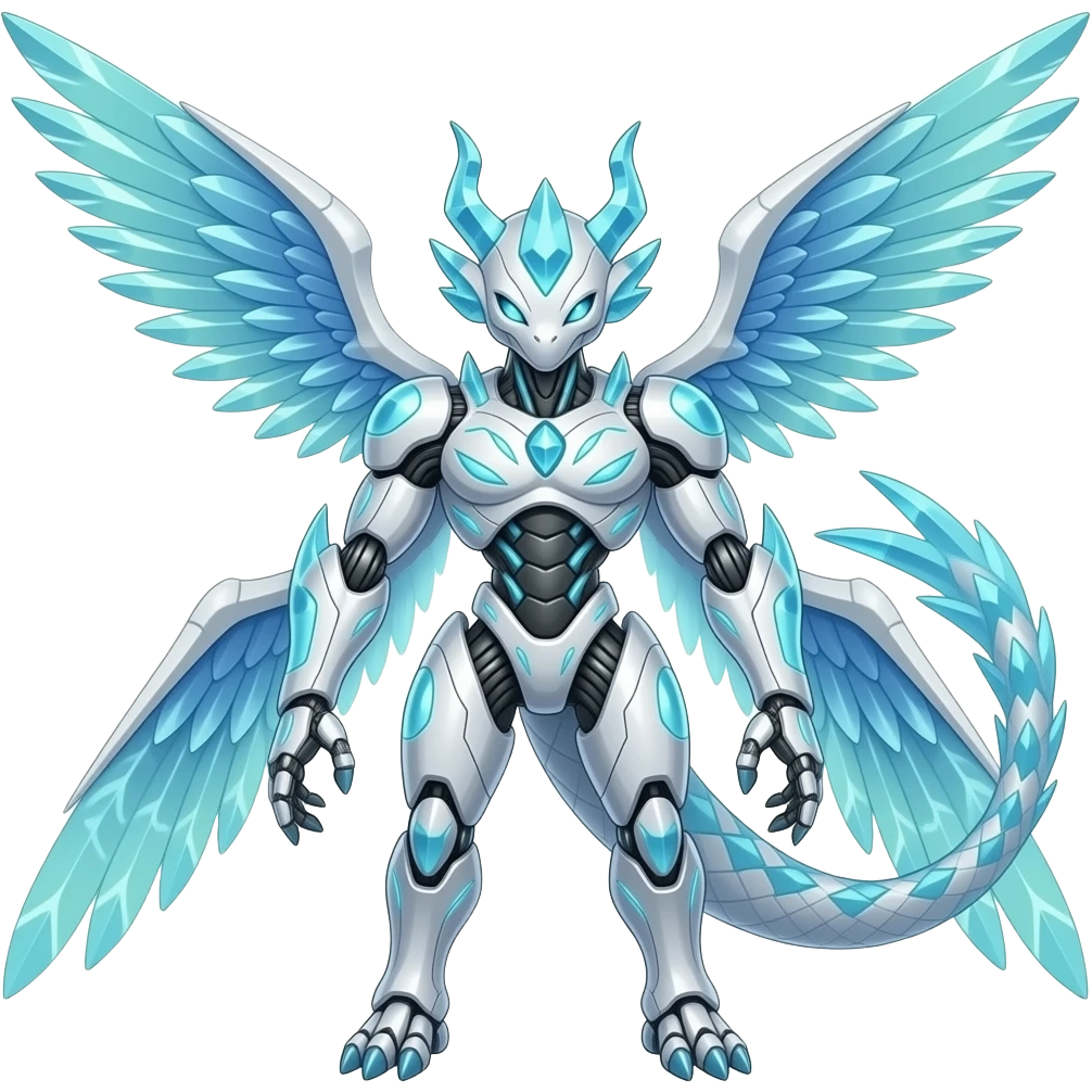Exotic Organic Mechanical Hybridized Futuristic Cyborg-Cyber-Meloetta-Zygarde-Zeraora-Protogen-Palkia-hybrid-fusion-Fakémon-creature, full body emoji
