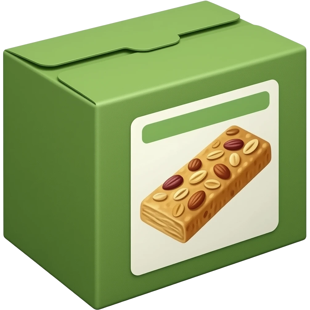 rectangular grocery store green cardboard box of heathy granola bars ...