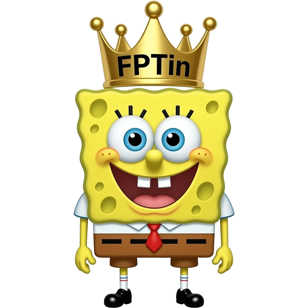 Bob esponja coroa escrita nele FPTin preto em tema sofisticado rosa e dourado emoji