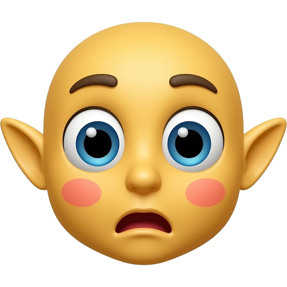 노란얼굴이 엘프귀를 하고 놀란 동공 붉은색 홍조를 하고 있는 이모티콘 emoji