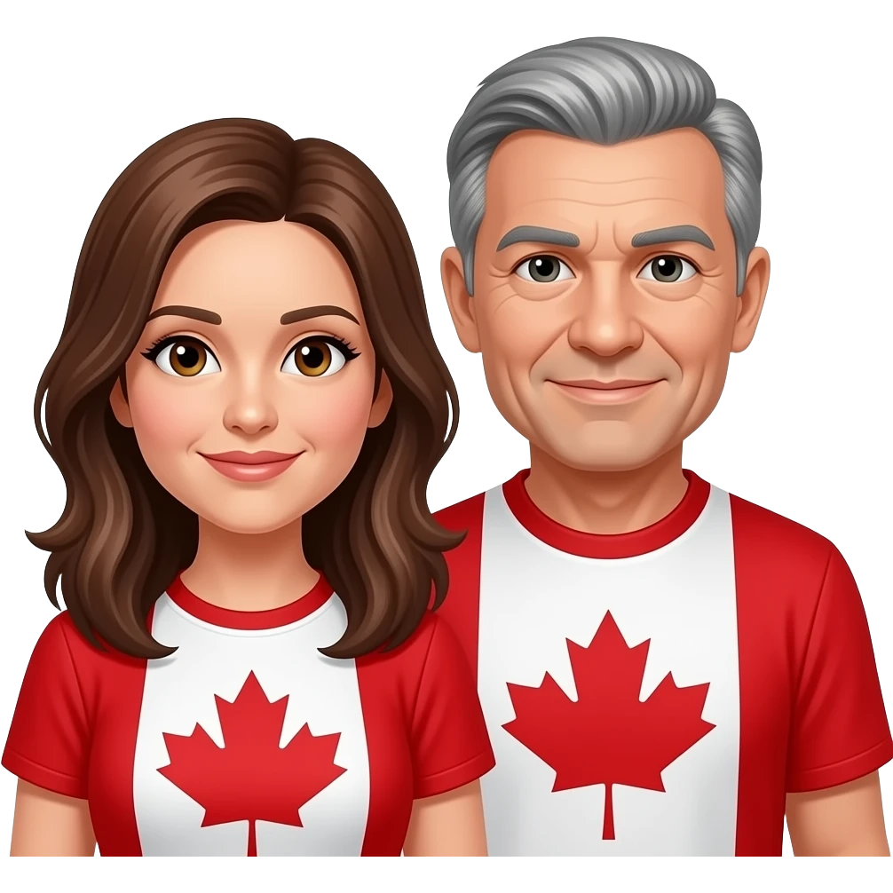 Montreal Canadian fans Couple woman 47 years old brown hair hazel eyes male 62 years grey hair emoji