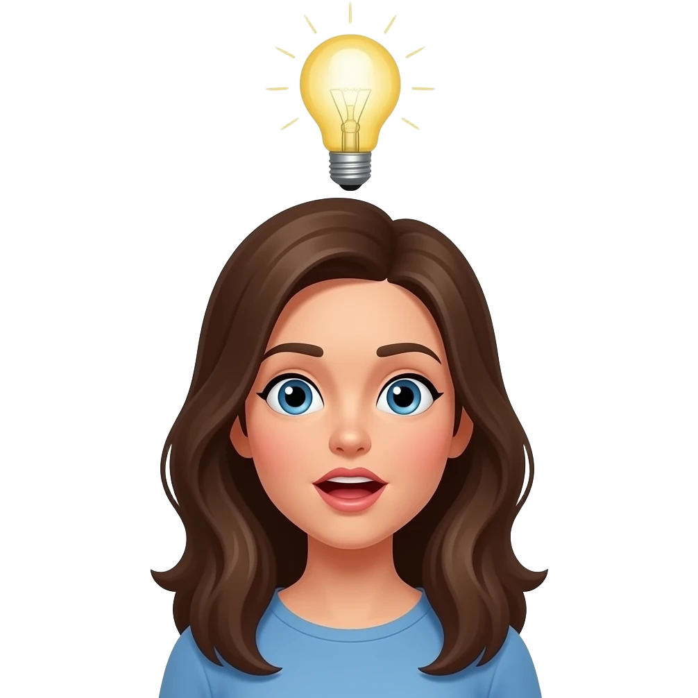 좋은 아이디어가 떠오른 듯한 여성 (머리위에 전구) emoji