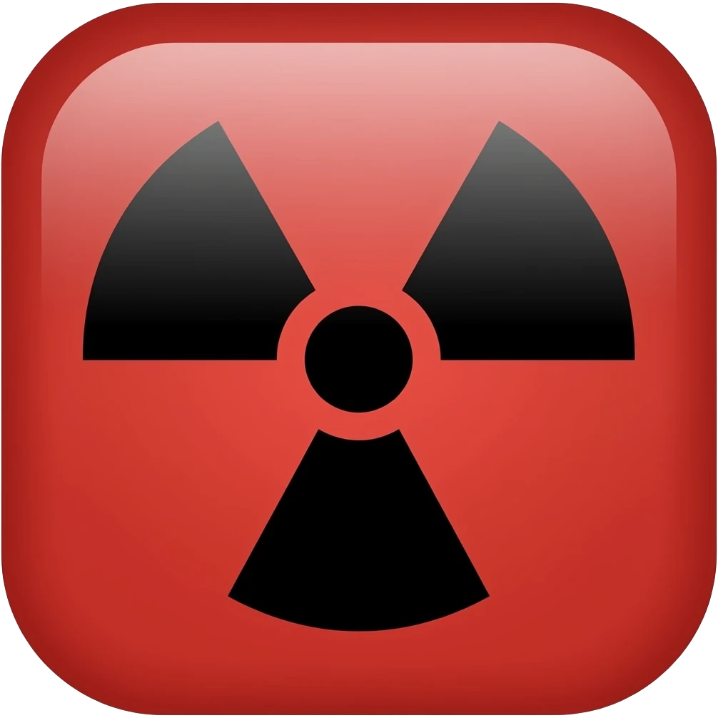 Radiation black symbol with red background emoji