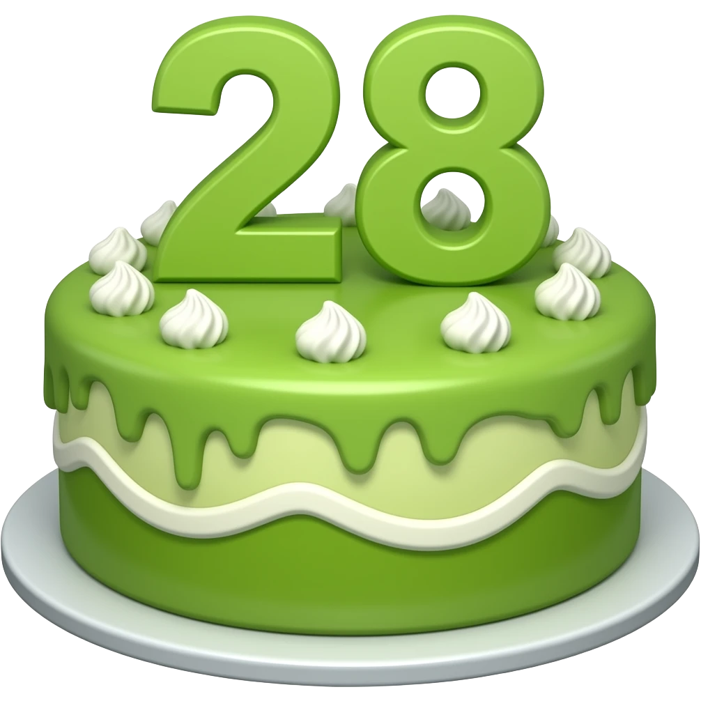 birthday cake green 28 emoji