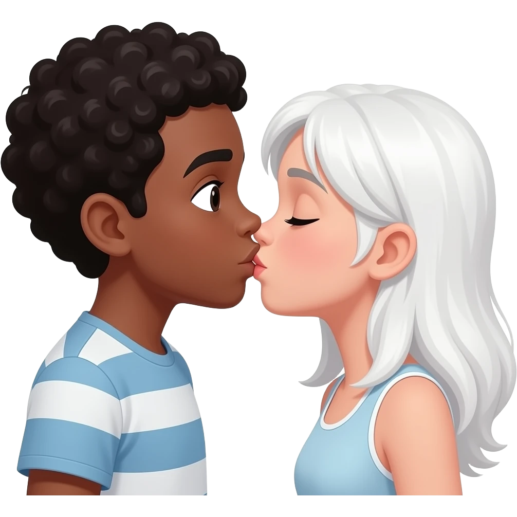 Темнокожий парень и белая девушка целуются крепко emoji