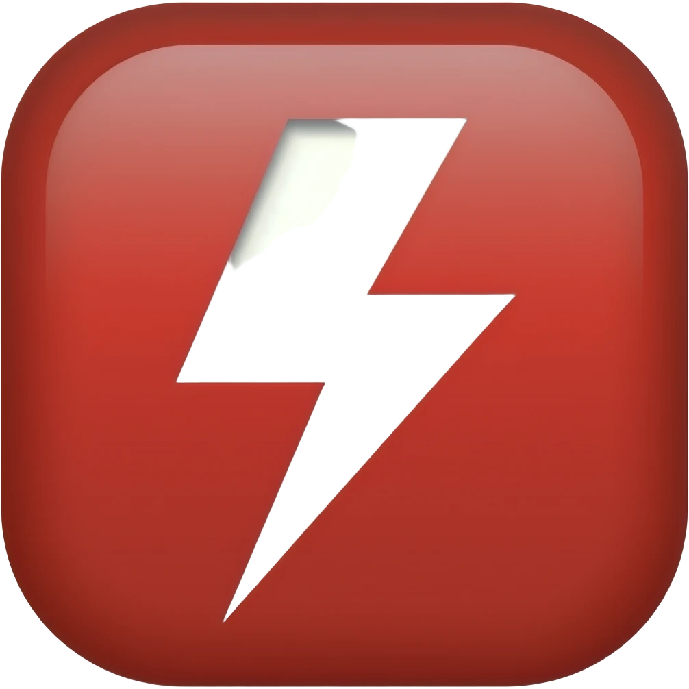 red rounded square with a white lightning bolt emoji