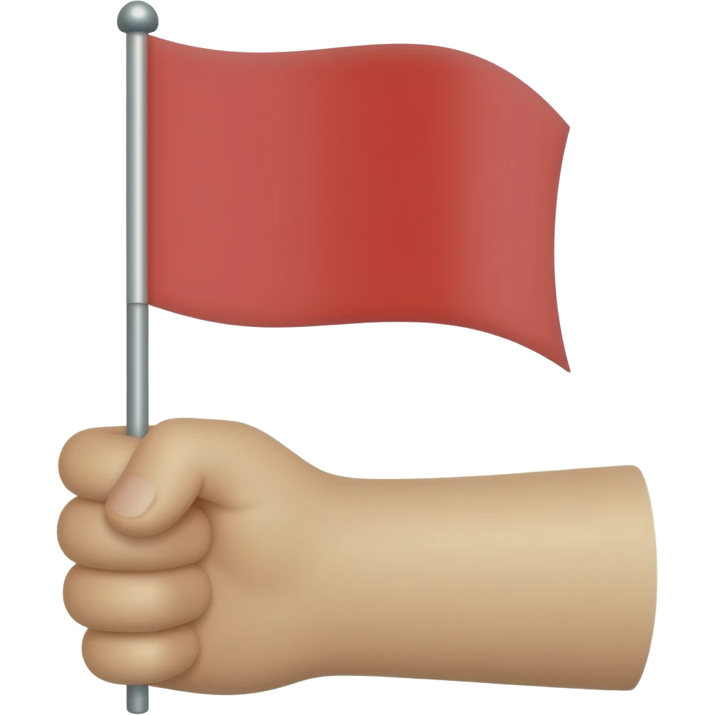 Hand holding triangle red flag emoji