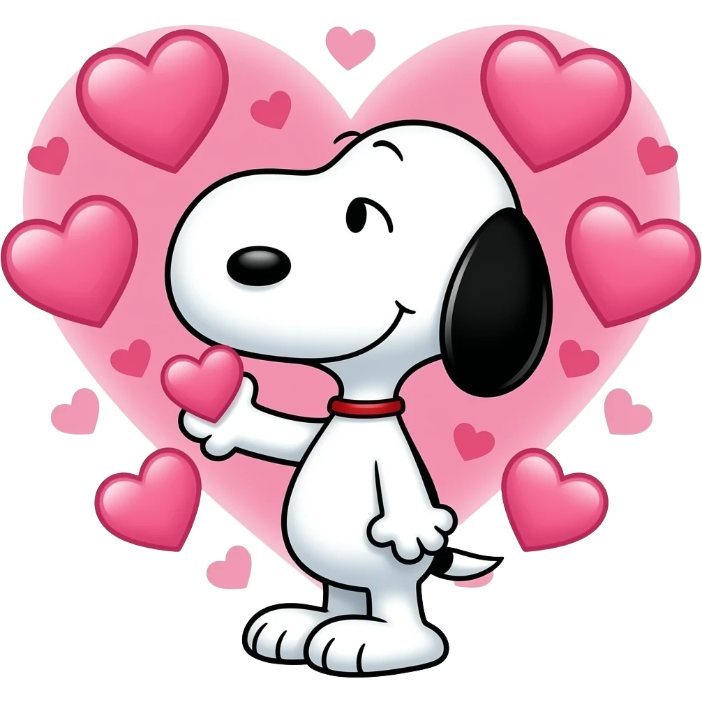 snoopy with hearts emoji
