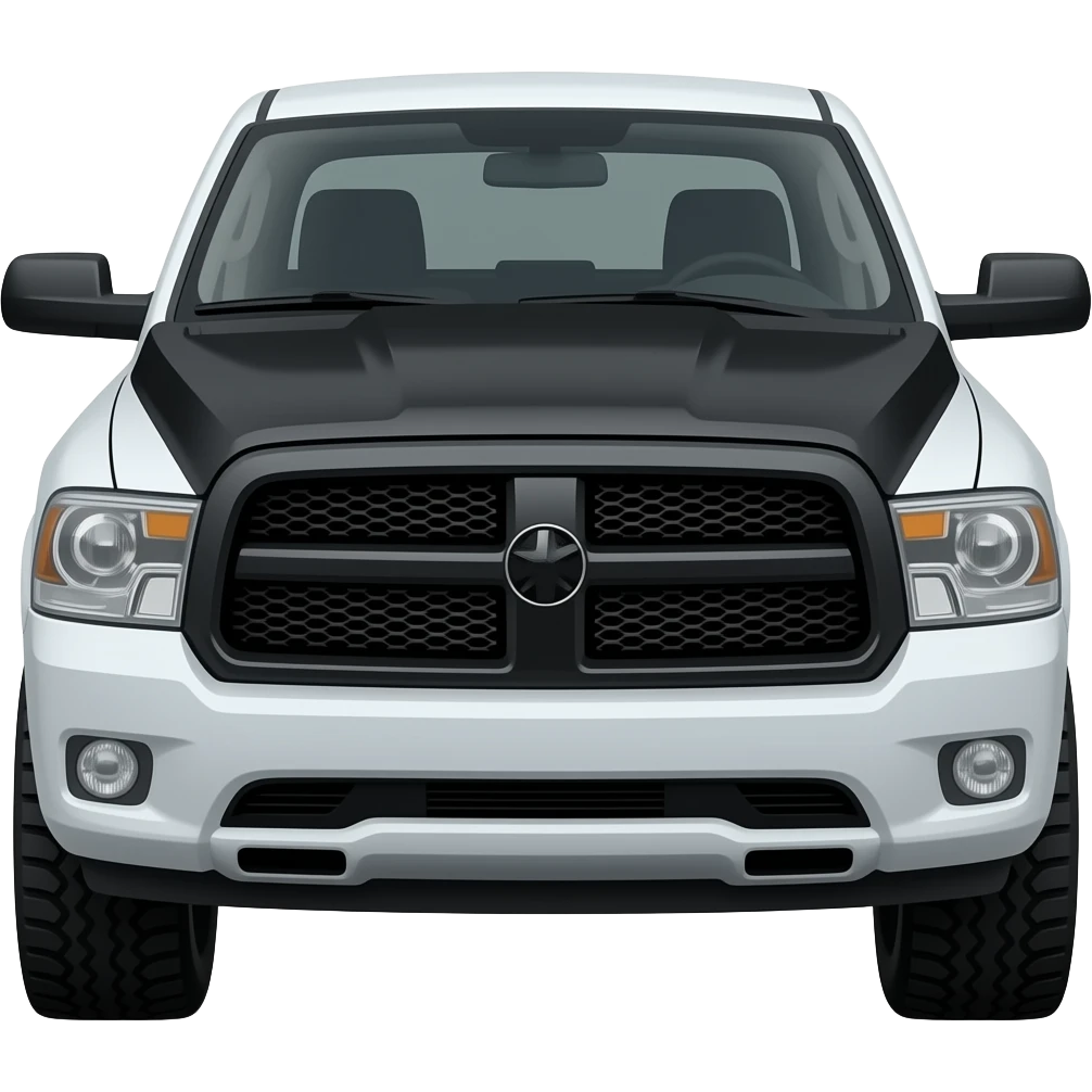 lifted white ram truck black hood Black rims emoji