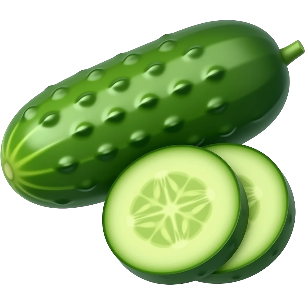 ripe whole and sliced Cucumber emoji