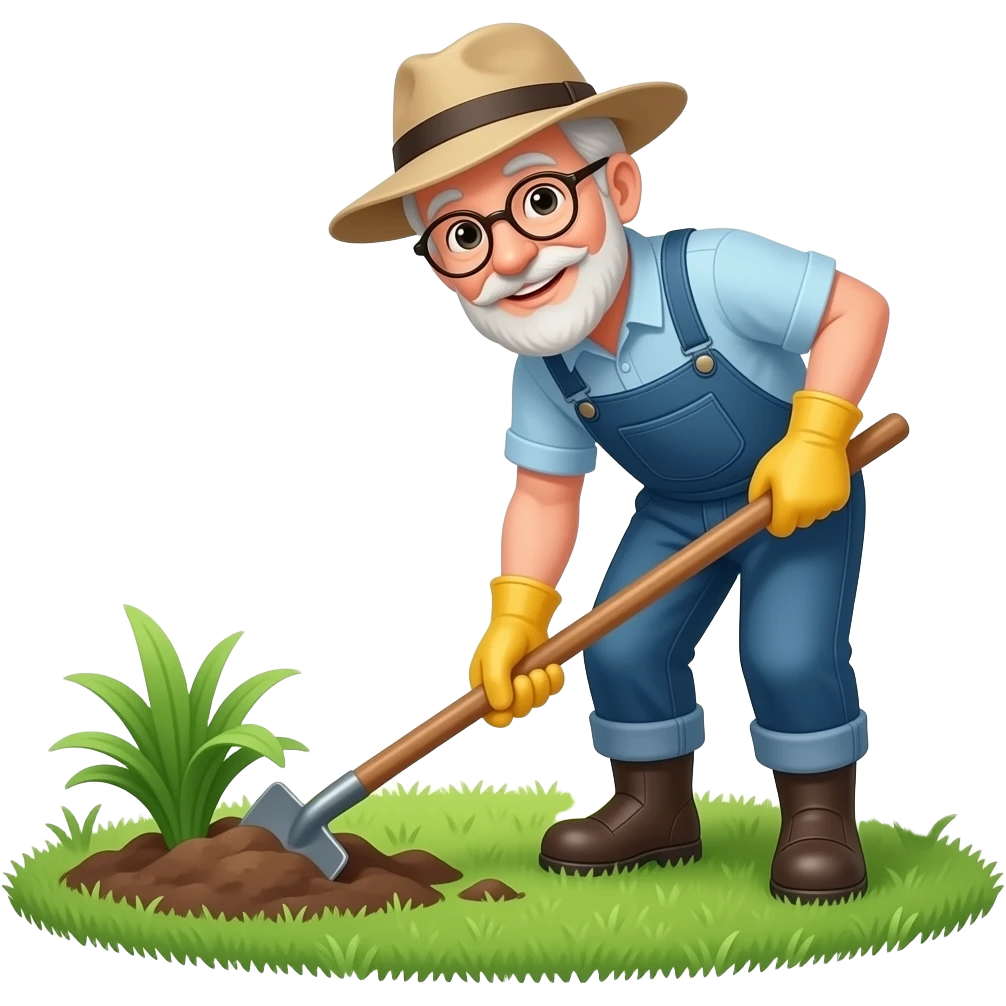 Old man doing yardwork emoji