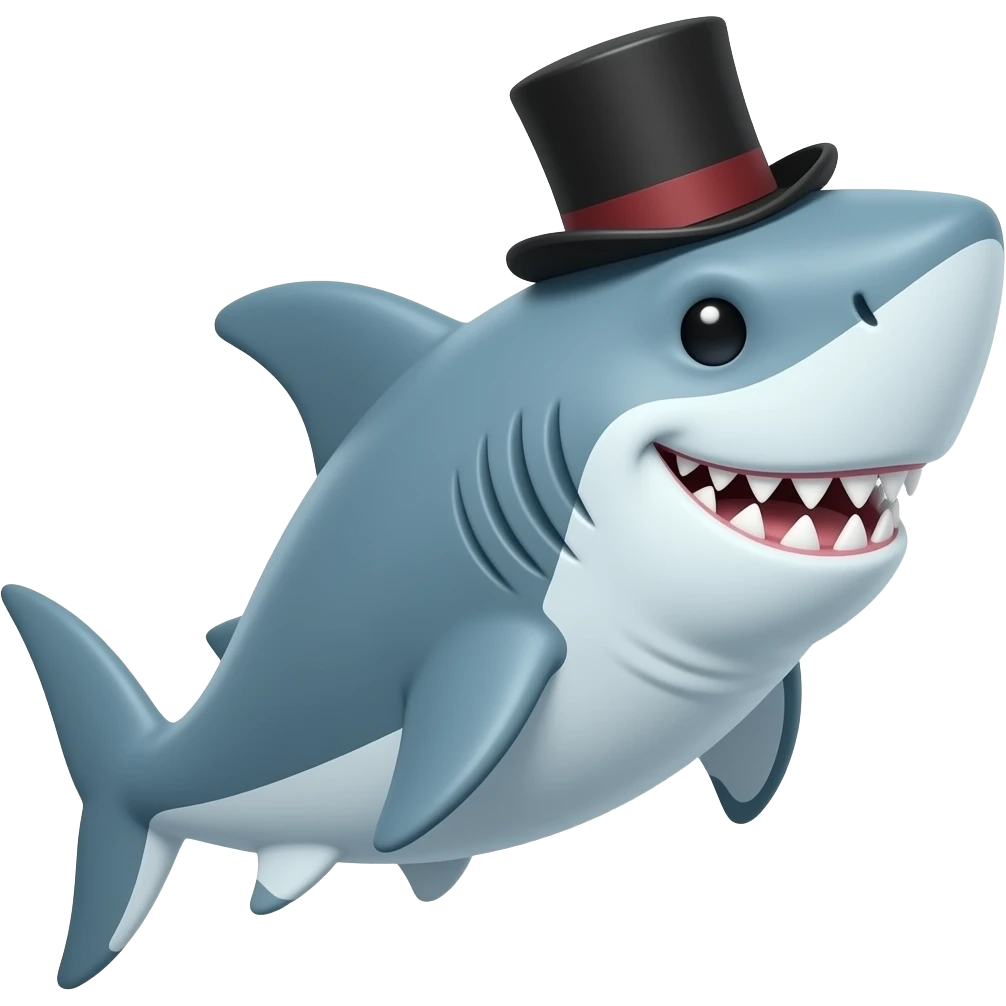 Shark with a top hat emoji