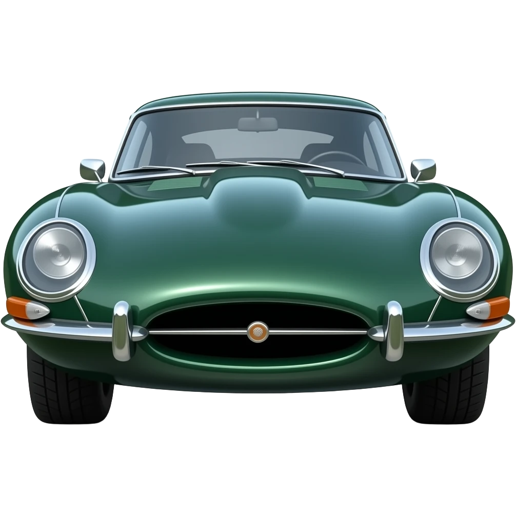 dark green glossy jaguar e-type, highly detailed hyper realistic emoji
