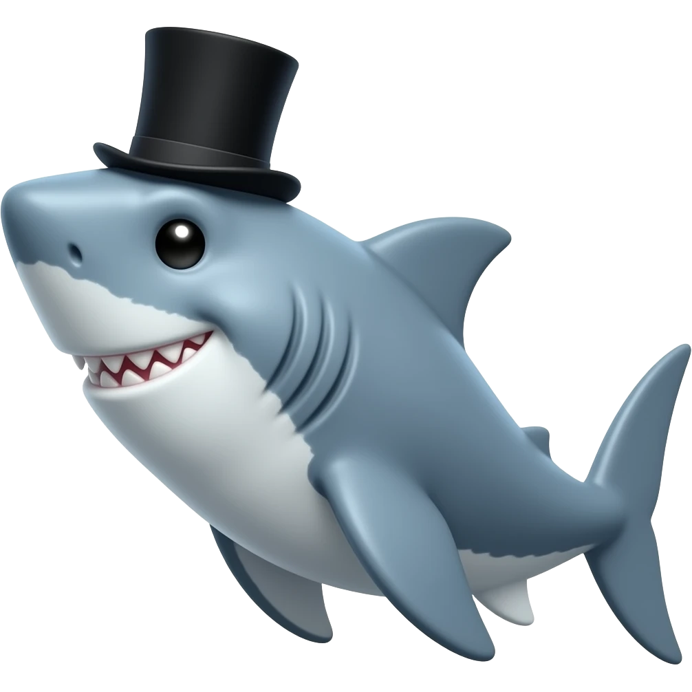 Shark with a top hat emoji