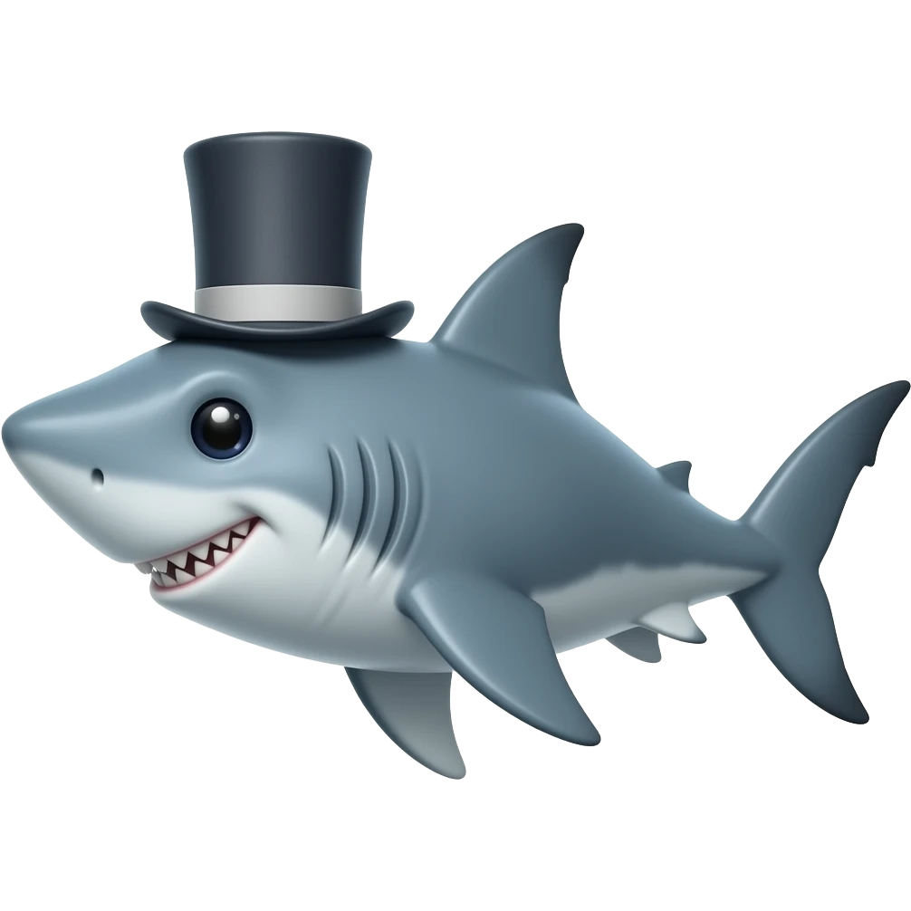 Shark with a top hat emoji