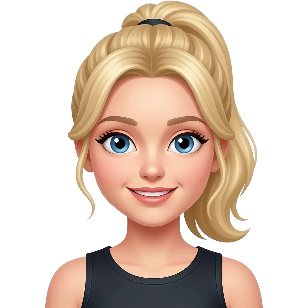 fancy blonde girl with ponytail portrait front emoji