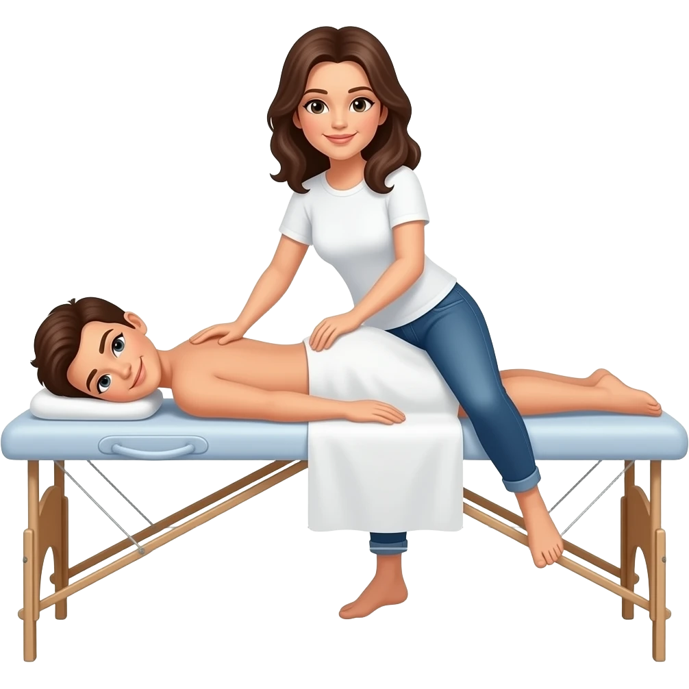 массажнный стол и на нем клиент женщина emoji