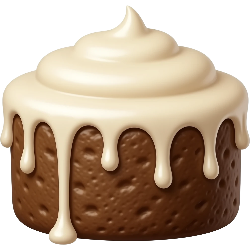 Brownie with white frosting drizzling emoji