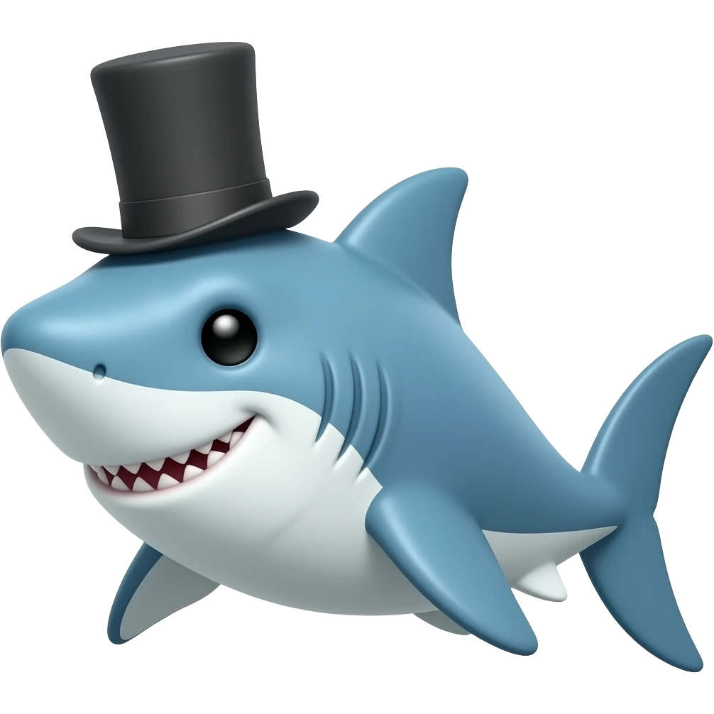 Shark with a top hat emoji