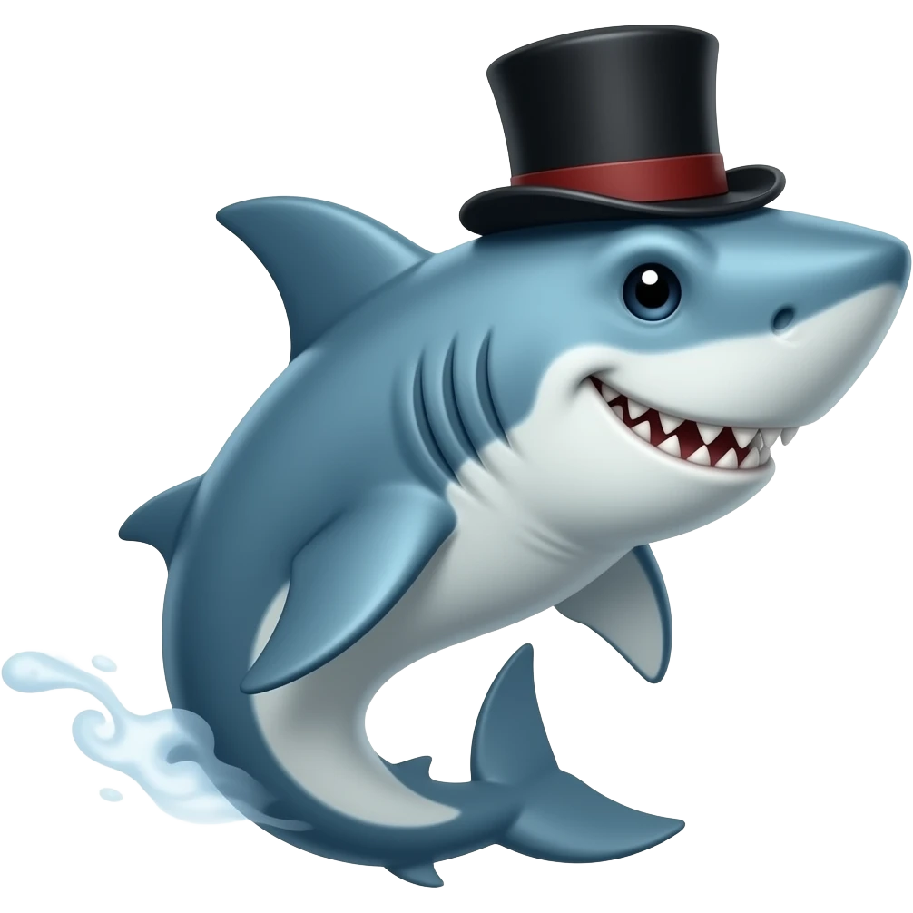 Shark with a top hat emoji
