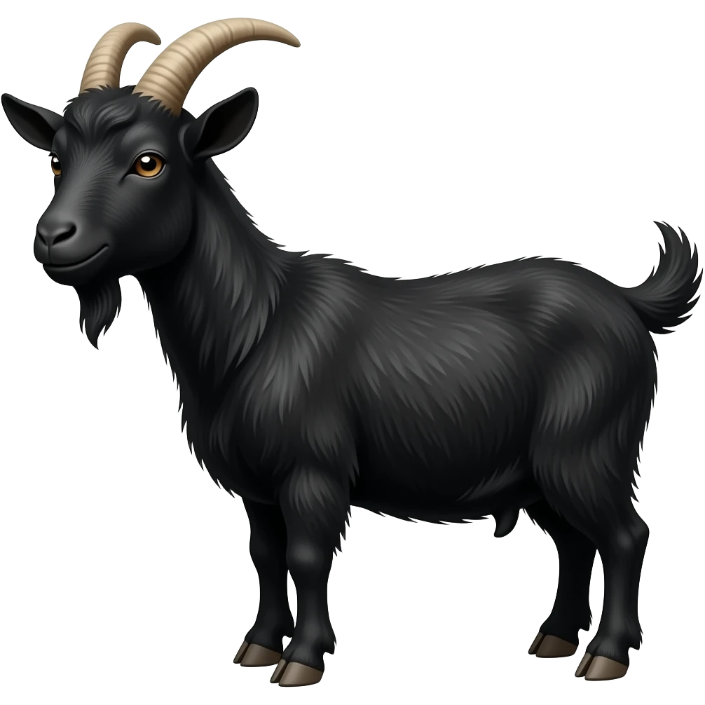 Black goat wearing a grown emoji