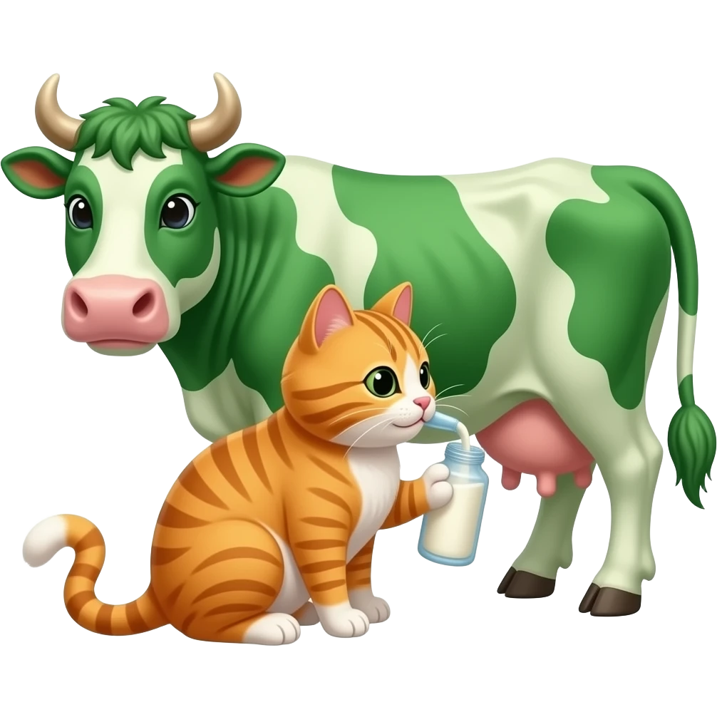 Кот Матроскин доит зеленую корову emoji
