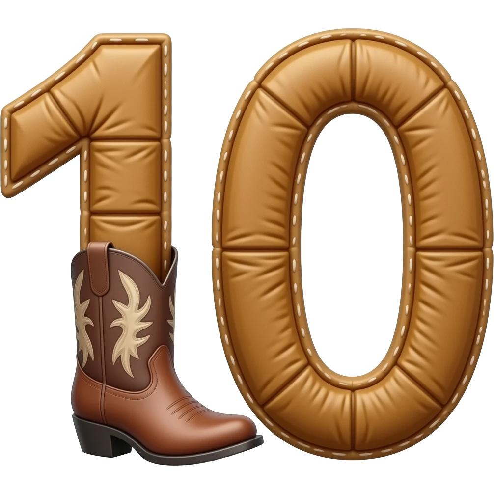 Number 10 wearing cowboy boots emoji