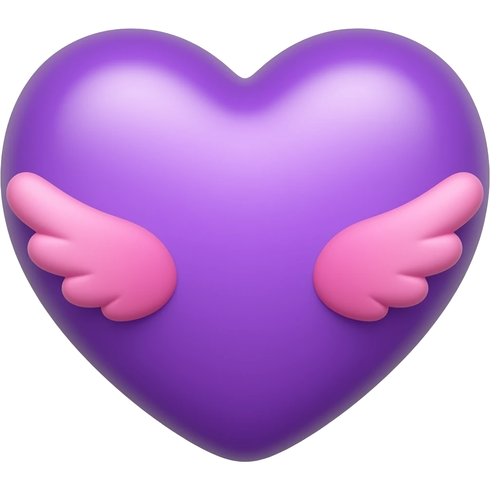 violet heart with pink wings emoji