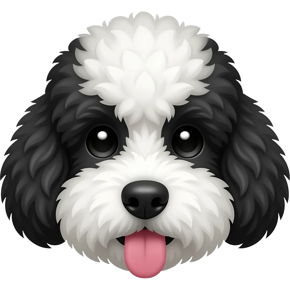 🐶 pero en blanco y negro solo la cara sacando la lengua caniche cachorro emoji