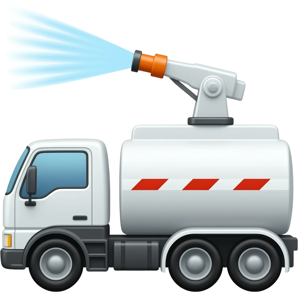 white water tanker with watering arm emoji