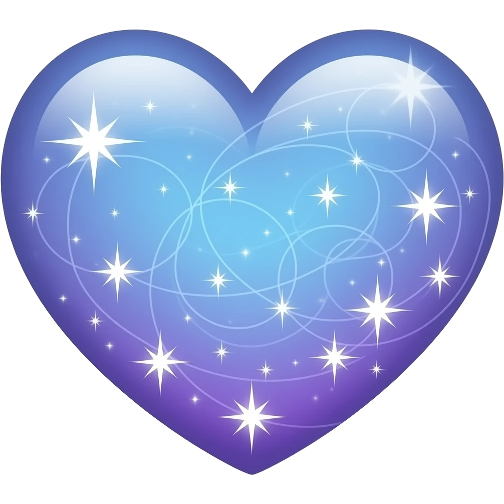 elegant sky blue and purple starlight heart emoji