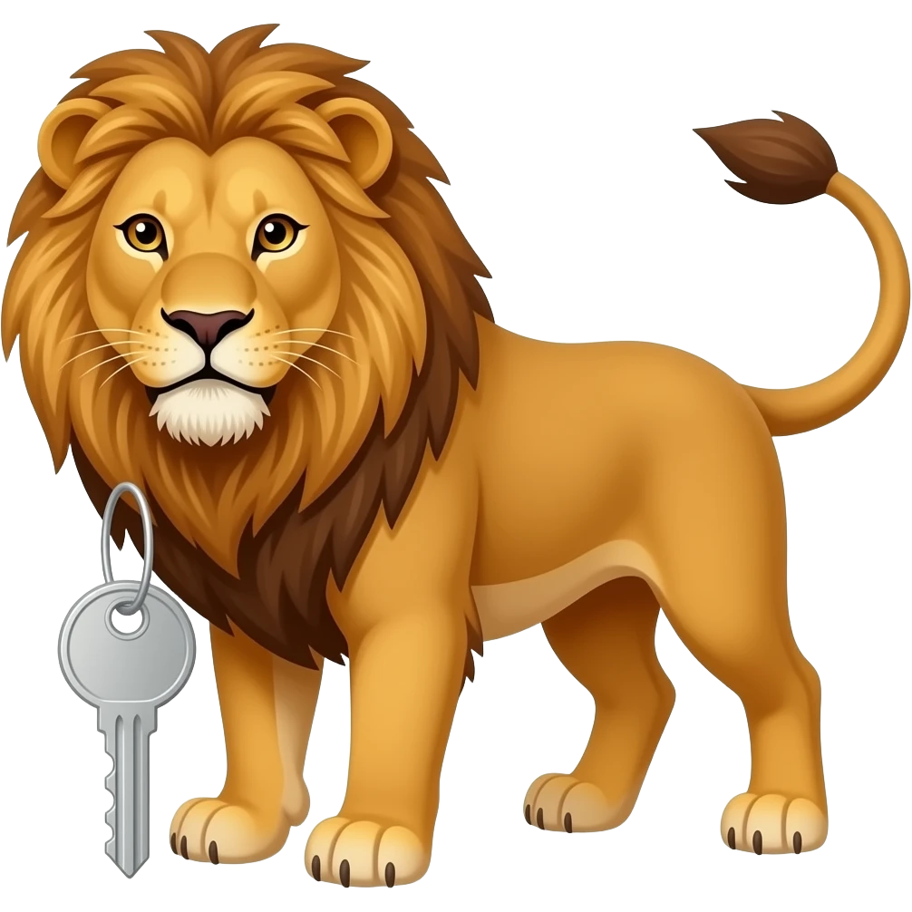 lion protecting key emoji