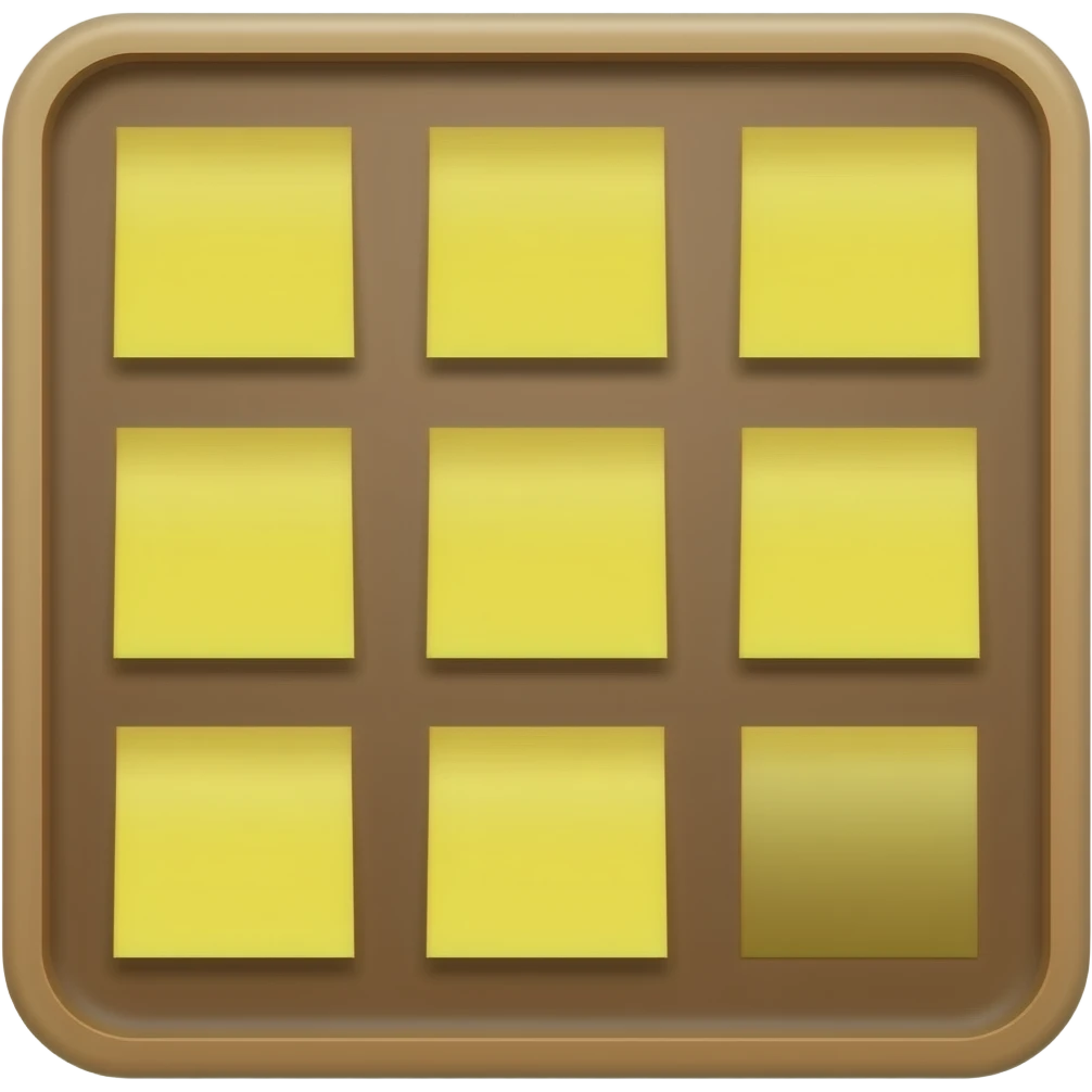 brown task board with yellow 9 stickers ios emoji
