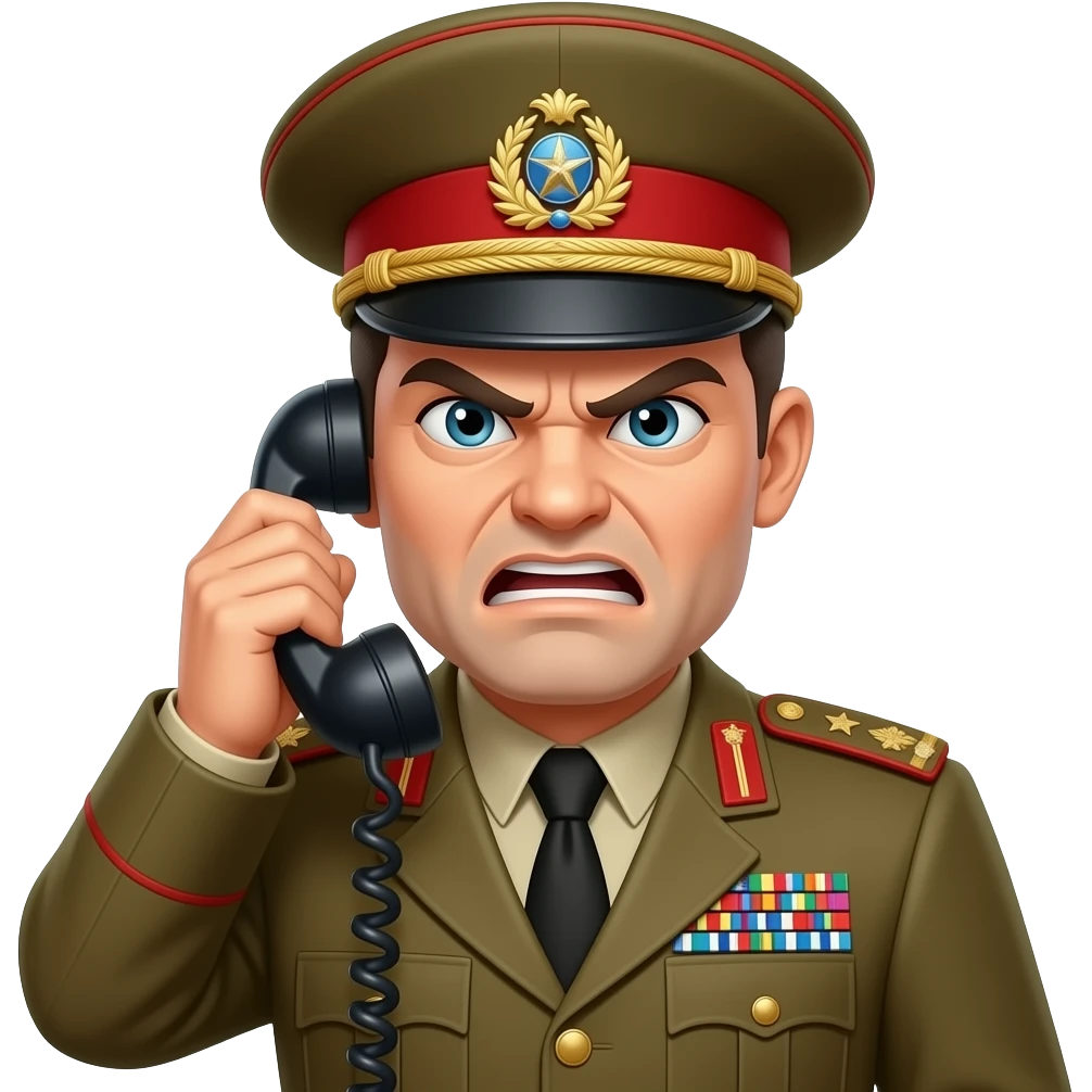 Злой полковник разговаривает по телефону emoji