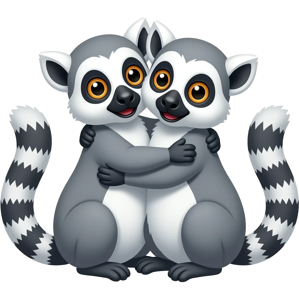Two lemurs hugging emoji