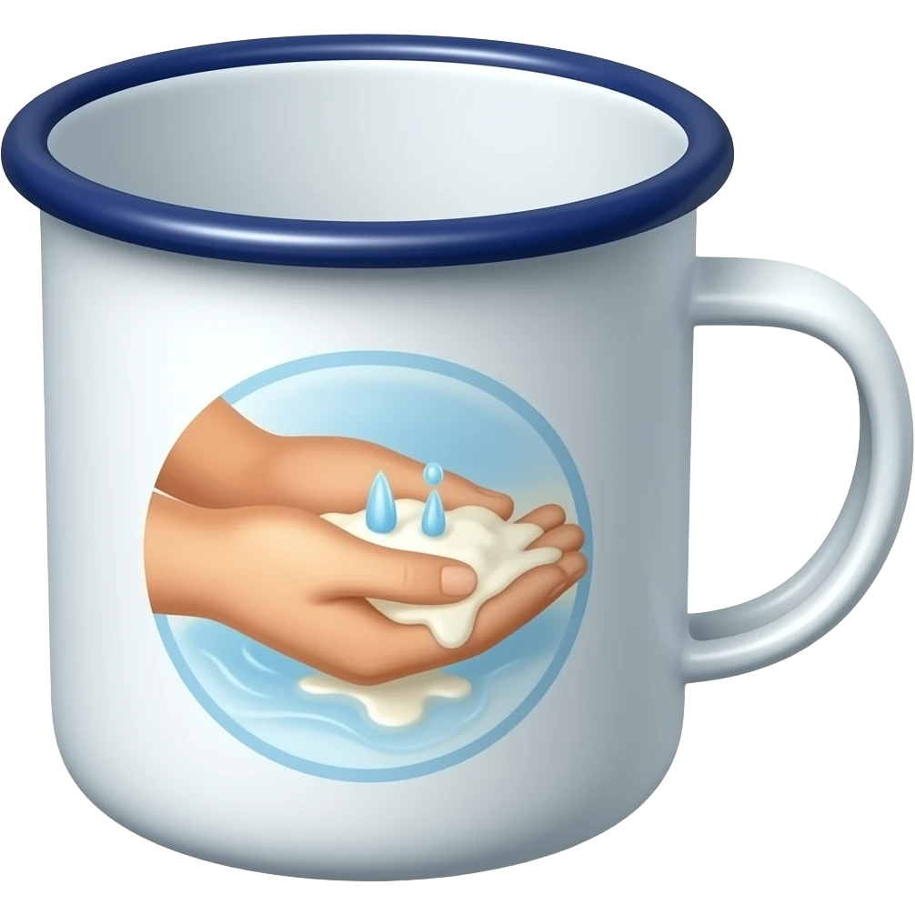 enamel camp cup hand wash only emoji