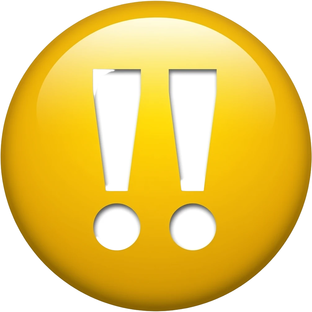 بص علامتين تعجب جمب بعض لونهم ابيض محطوطين في دايره زارقه emoji