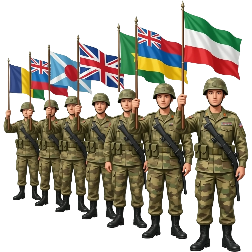 Soldiers Holding Flags emoji