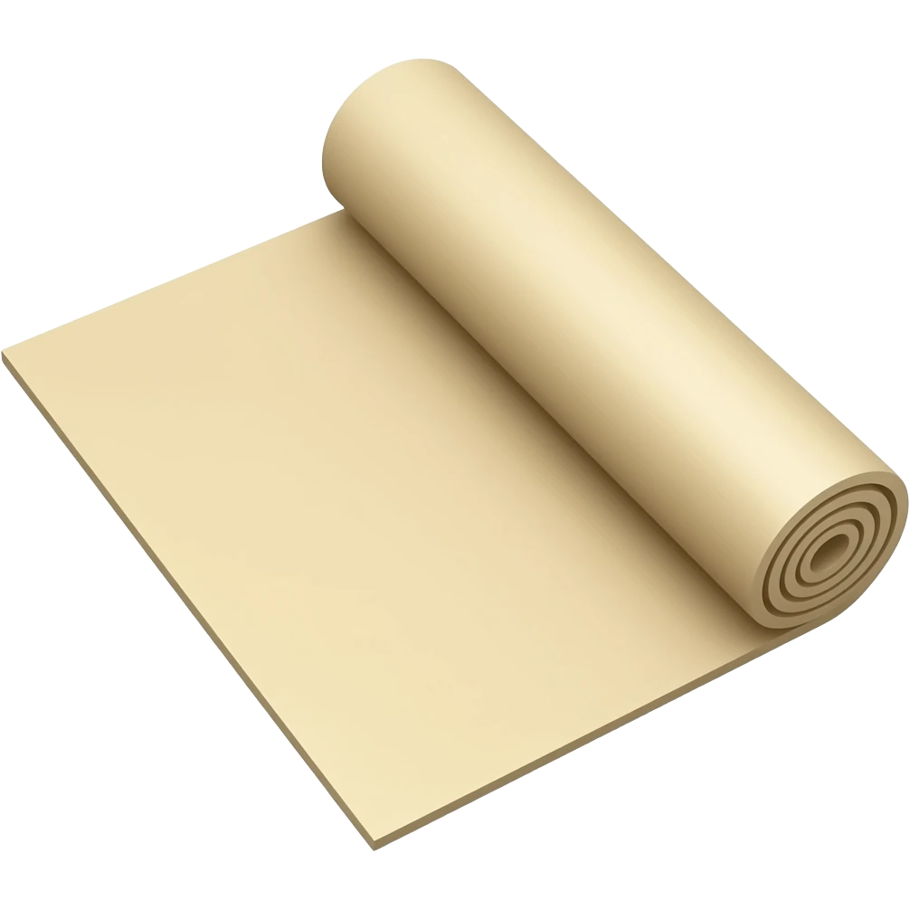 creme half rolled out yoga mat with only a rolled side the other side is on the floor straight that has the same style as iphone emojis emoji
