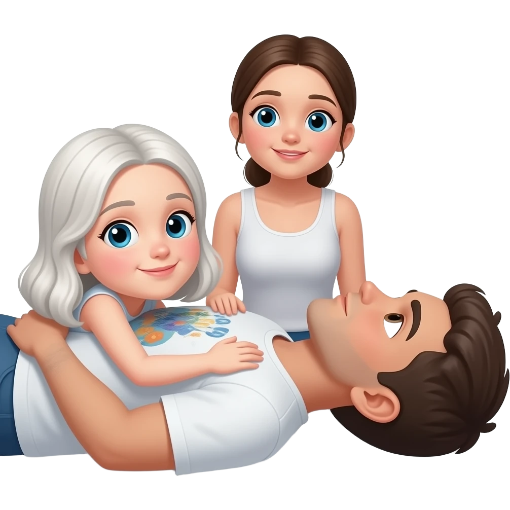 girl lay on boy chest emoji