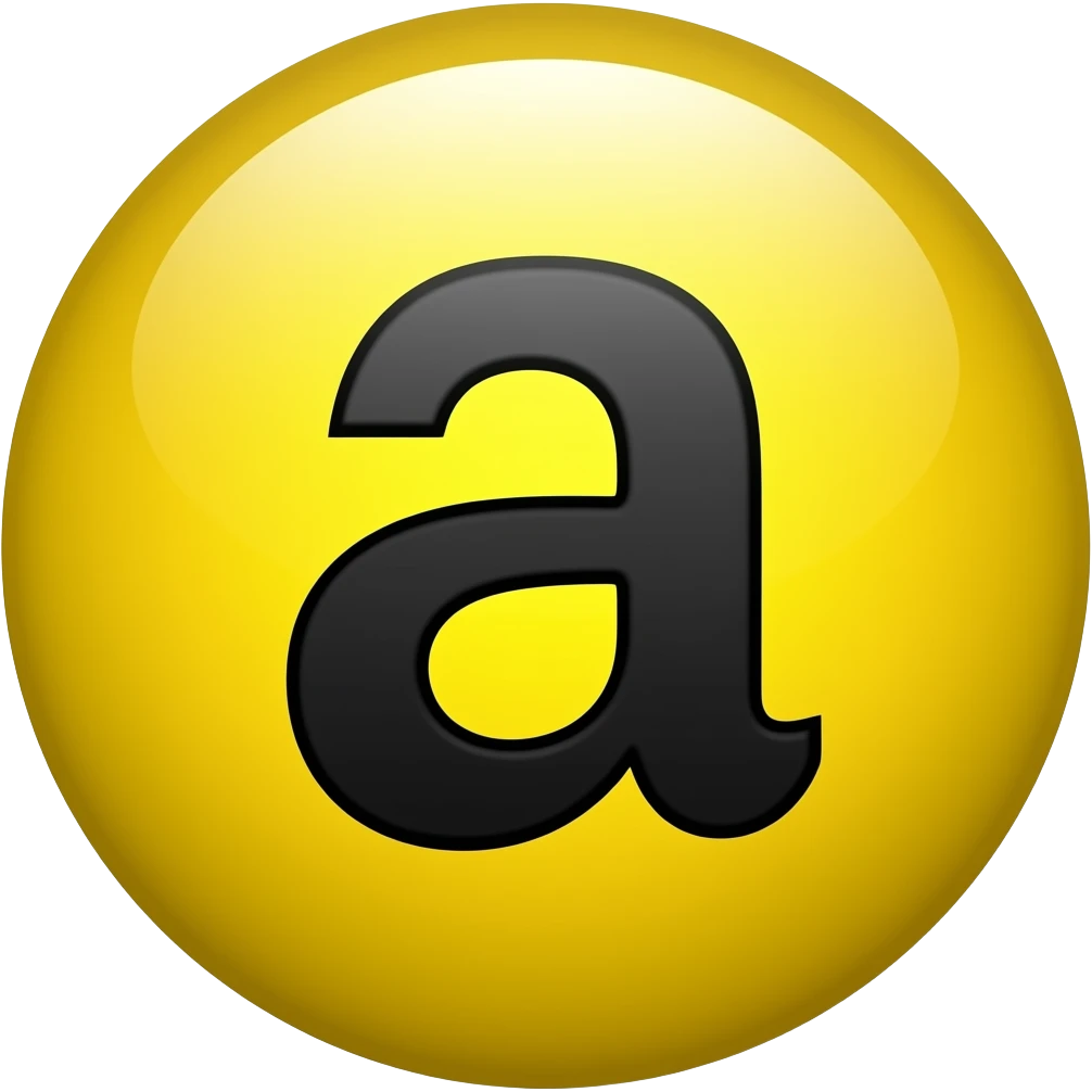 Yellow circle with Lower A inside In black emoji