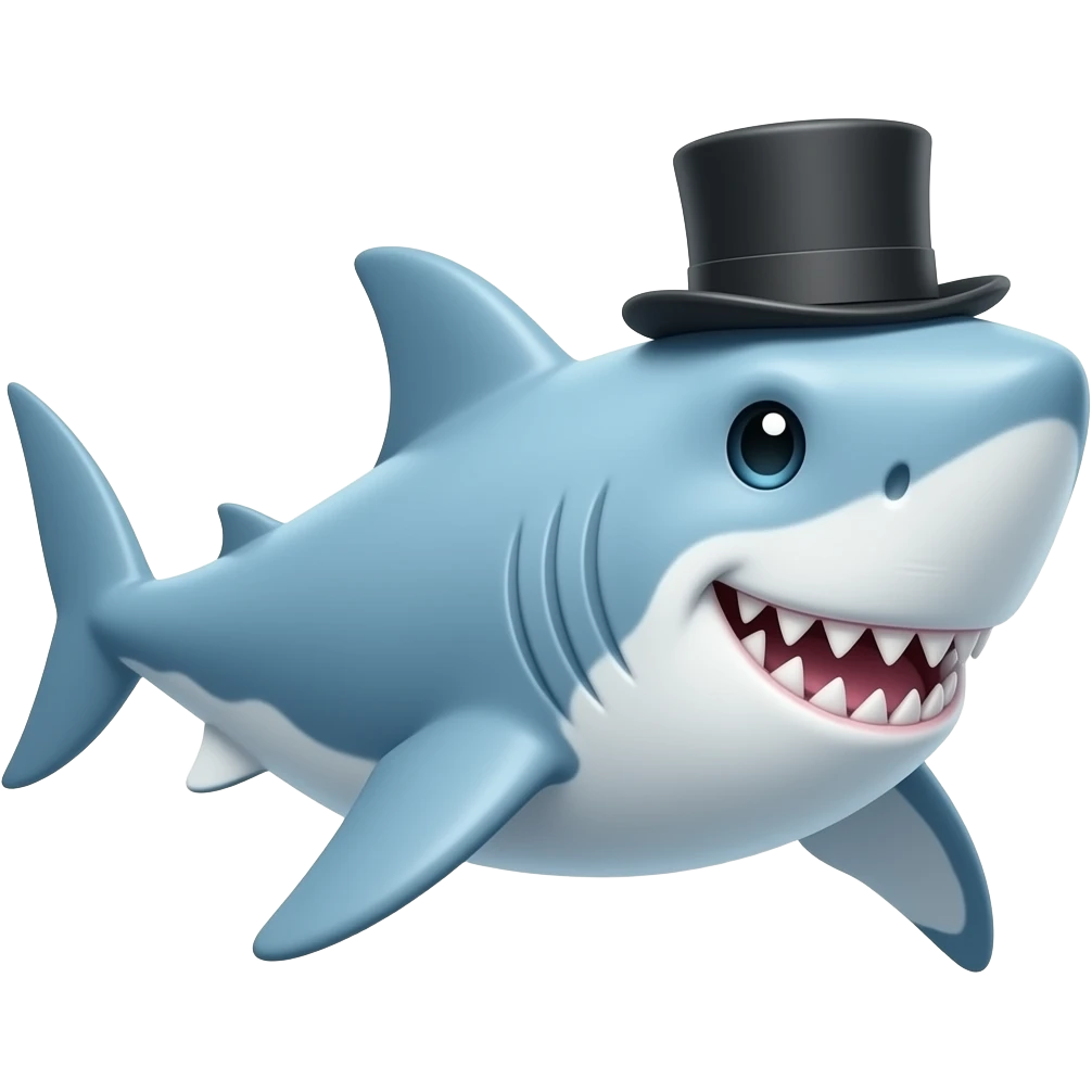 Shark with a top hat emoji